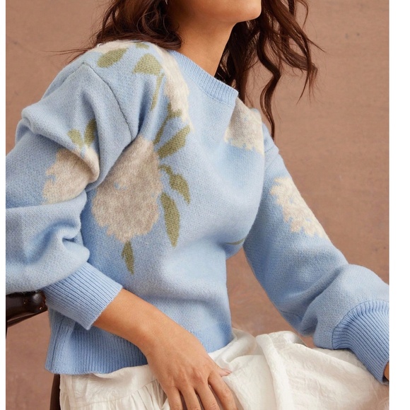 Cozy Floral Print Round Neck Loose Fit Sweater Top - Picture 9 of 11